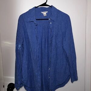 H&M Indigo Linen Blend Shirt